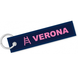 Portachiavi ricamato Verona Scala blu rosa Portachiavi Verona