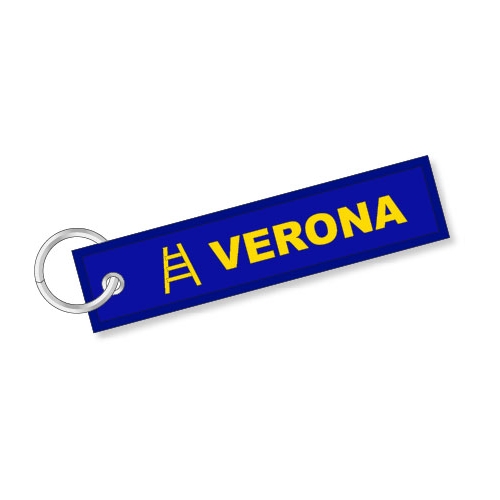 Portachiavi ricamato Verona Scala giallo blu chiaro Portachiavi Verona