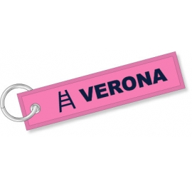 Portachiavi ricamato Verona Scala rosa blu Portachiavi Verona