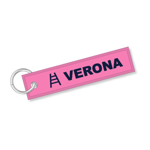 Portachiavi ricamato Verona Scala rosa blu Portachiavi Verona