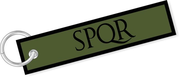 Portachiavi ricamato Spqr