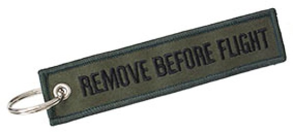 Portachiavi Remove Before Flight verde militare