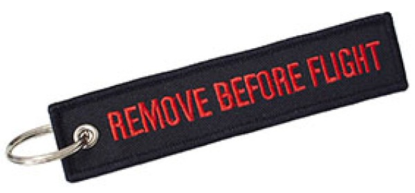 Portachiavi Remove Before Flight nero