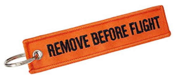 Portachiavi Remove Before Flight arancio