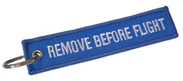 Portachiavi Remove Before Flight blu chiaro bianco