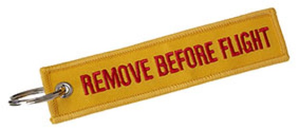 Portachiavi Remove Before Flight giallo