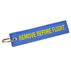 Portachiavi Remove Before Flight blu chiaro giallo Portachiavi Remove Before Flight